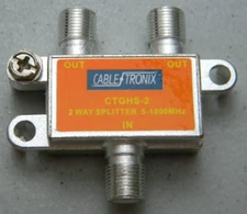 2 WAY / PORT SPLITTER CABLETRONIX 5 MHZ - 1000 MHZ 1 GHz CTGHS-2 NEW IN PACKAGE