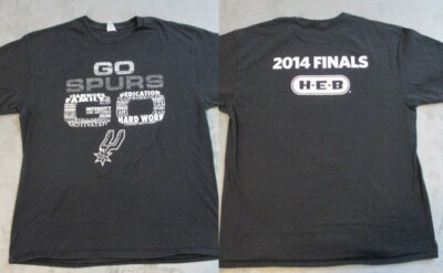 Vintage San Antonio SPURS HEB Shirt Mens XL Black White NBA 2014 Finals Employee