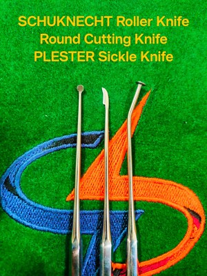 PACK OF 3 PIECES SCHUKNECHT ROLLER AND ROUND CUTTING AND PLESTER SICKLE KNIFES