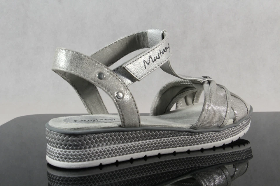 Mustang Ragazza Sandali Sandalo Col Tacco Alto Sandaletti Argento 5052 Nuovo - Immagine 4 di 4