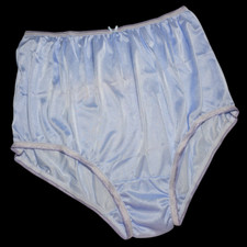VTG Slippery Nylon Panty Bluish Purple Granny Silky Brief Size 9-10 Hip 40-50"