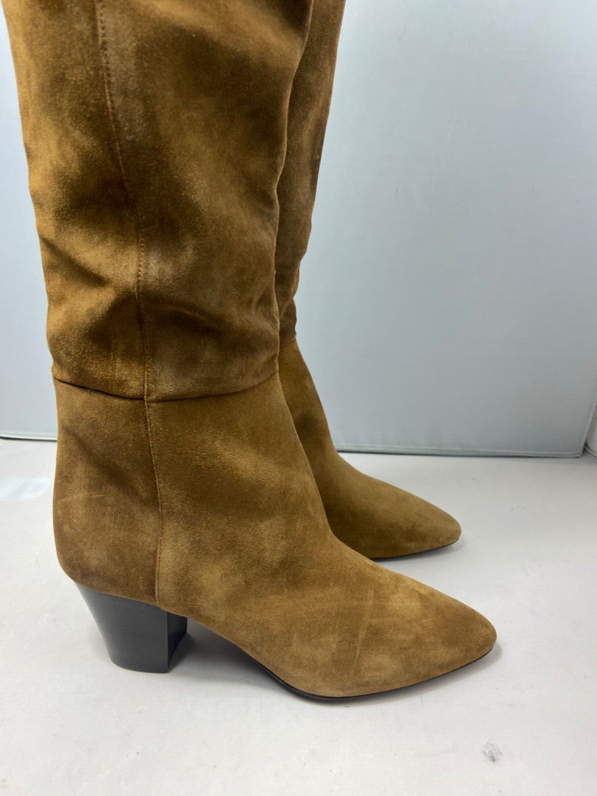 Stivali alti sopra il ginocchio Saint Laurent in pelle scamosciata marrone 36 5