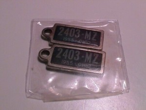 OHIO 1955 TWO DAV DISABLED AMERICAN VETERAN MINI AUTOMOBILE LICENSE PLATE TAGS