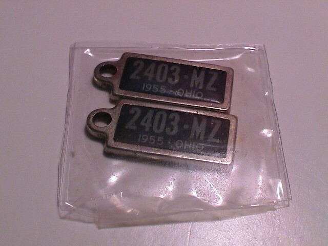 OHIO 1955 TWO DAV DISABLED AMERICAN VETERAN MINI AUTOMOBILE LICENSE PLATE TAGS