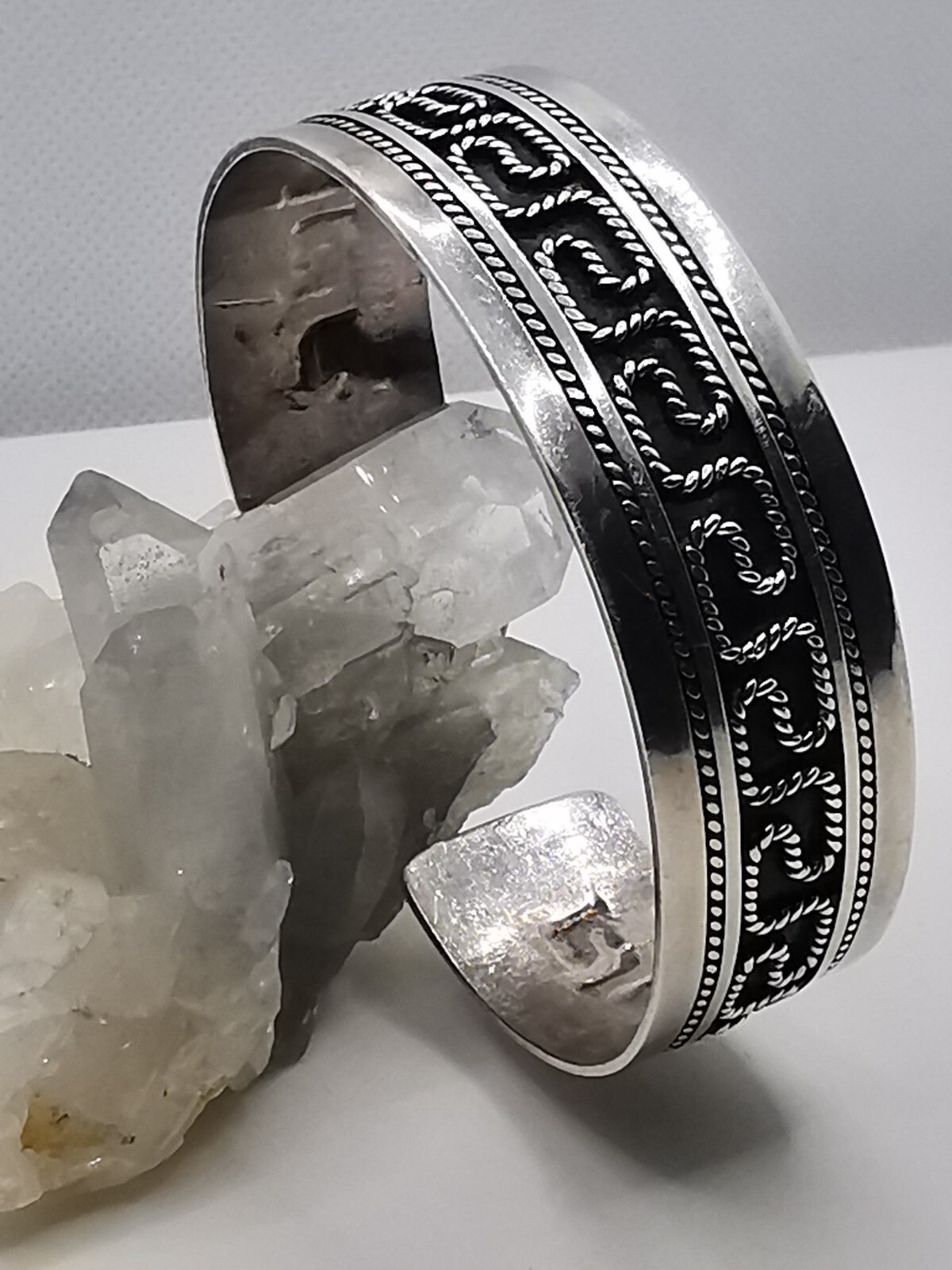 Stylish Patterned Bangle 1000 Hallmarked Silver H… - image 1