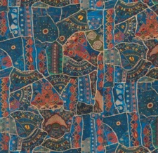 GP & J BAKER CURTAIN FABRIC DESIGN Front row 4.3 METRES JEWEL BLUE LINEN BLEND