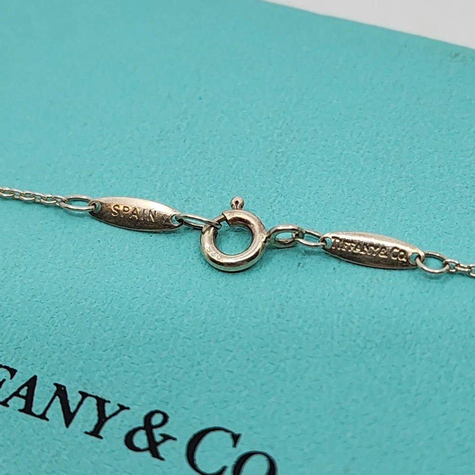 Tiffany & Co Elsa Peretti Cross Pendant Necklace Sterling Silver & Diamond 27" - Image 4 of 4