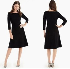 J CREW fit and flare black Ponte knit LBD dress with stretch 6 $148