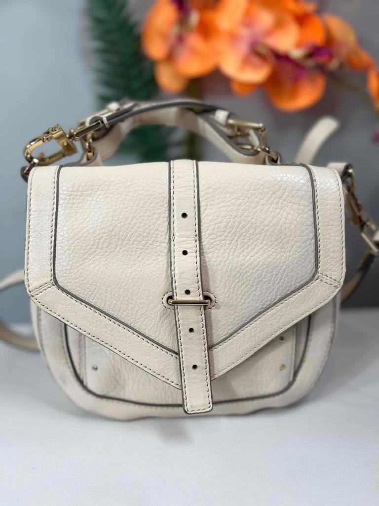 TORY BURCH Ivory White Pebbled Leather Flap Crossbody Bag | eBay