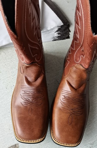 Men's Embroidery Boots Western Faux Leather Mid-Calf Cowboy Shoes Pointed Toe - Picture 12 of 20