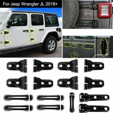 Black Exterior Door Tailgate Hinge Handles Cover Trim For Jeep Wrangler JL 2018+