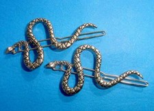 Set of 2 Punk Style Black Stripe Golden Snake Hair Clips