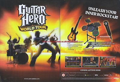 Guitar Hero World Tour ''Coming Autumn'' 2008 Magazin 2 Seiten Werbung #5020