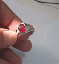 Natural Mozambique Ruby Stone Ring in Silver-Resizable