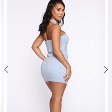 NEW Fashion Nova Fresh Start Tube Mini Dress - Light Blue SZ:L