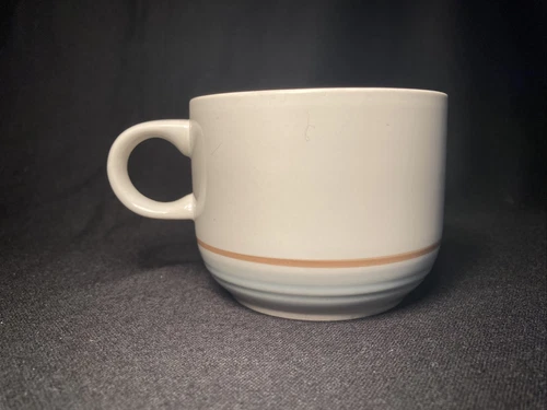 Genuine Stoneware Japan Coffee Mug/Teacup - Vintage Mug Cream w Brown And Blue