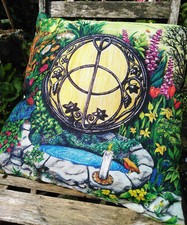 Cushion cover Chalice Well home decor scatter Pagan Wicca gardening