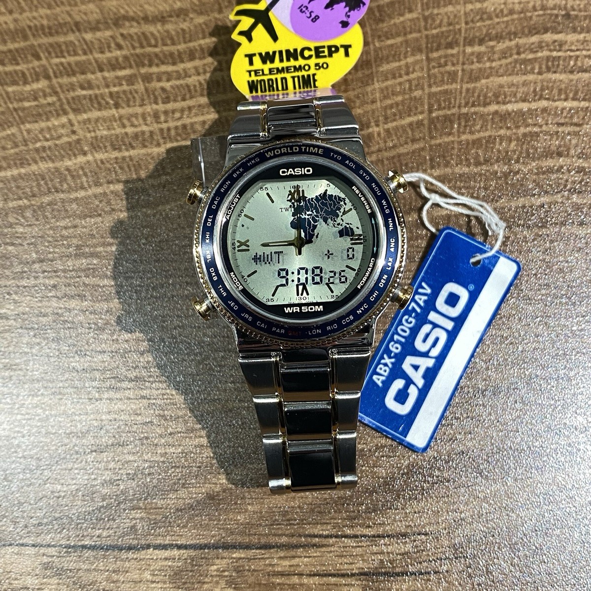 Casio ABX-610G-7AV Twincept Telememo Data Bank Rare Vintage
