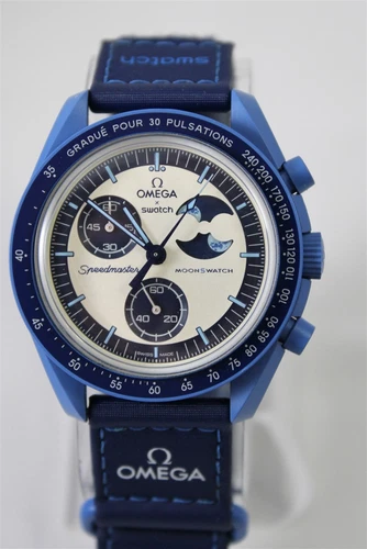 Omega x Swatch Mission To The Super Blue Moonphase 42mm Quartz Watch w/Box
