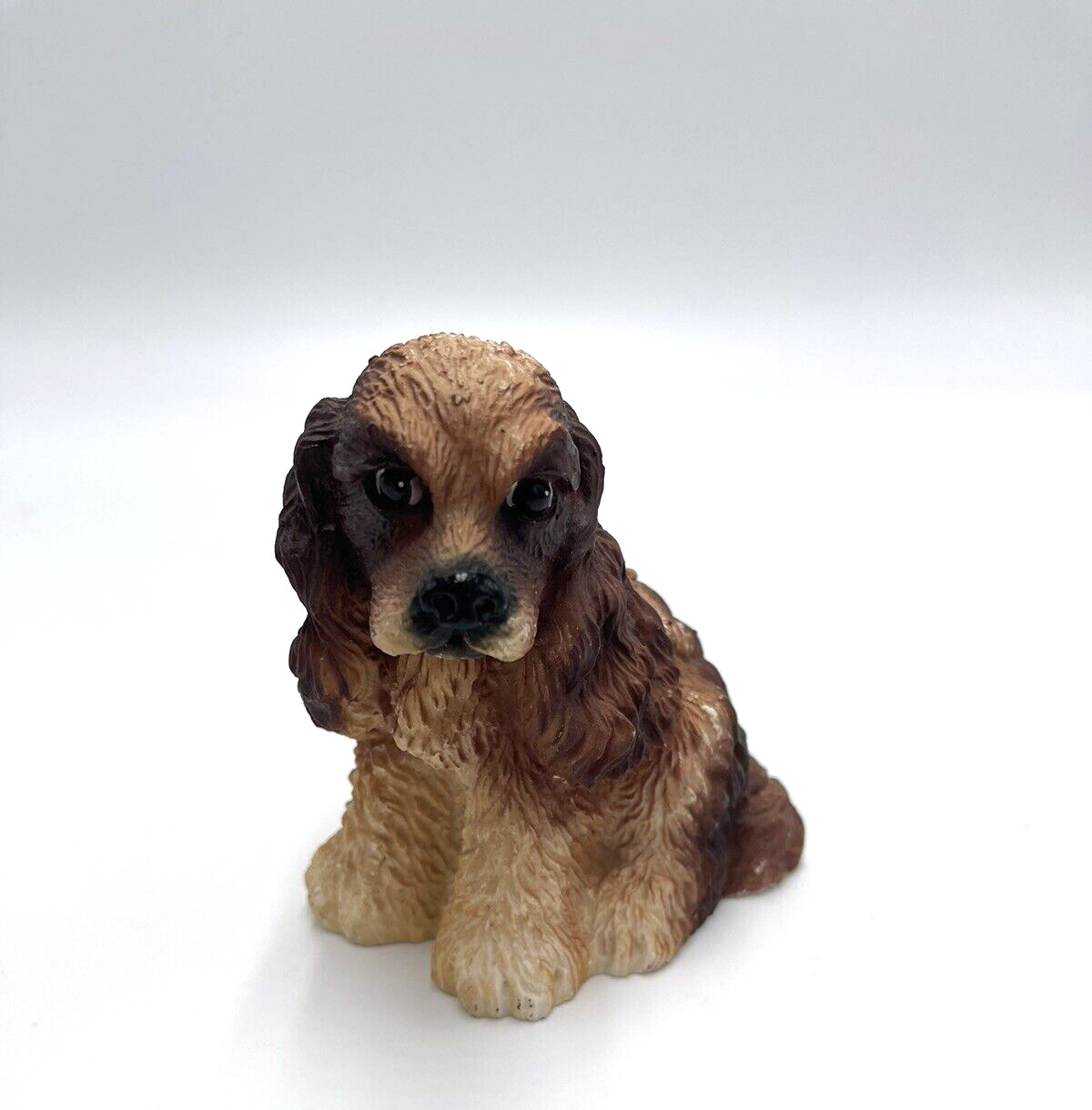 Dog Figurine Brown & Tan Resin Cocker Spaniel Sculpture Grannycore