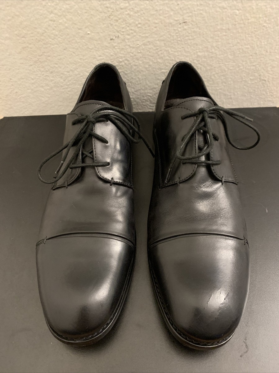 John Varvatos USA Peace Black Leather Cap Toe Oxford Lace Up  display picture 1