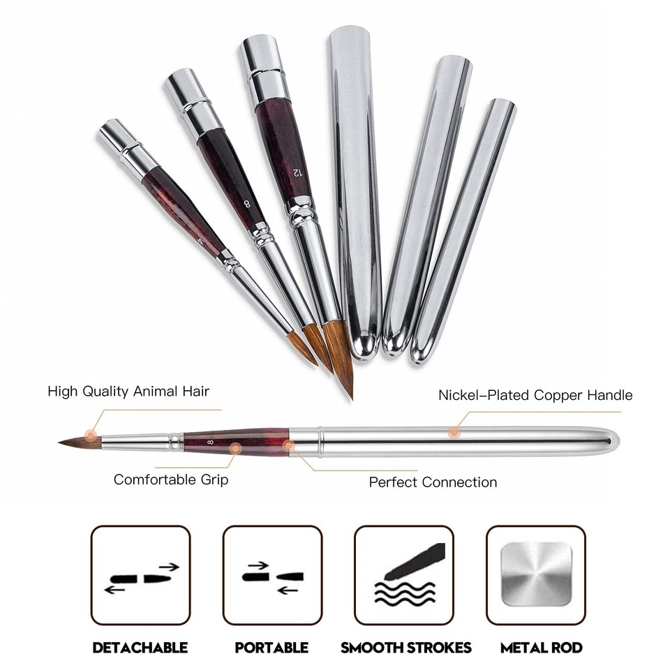 Kolinsky Travel Watercolor Brushes Sable Hair Round Watercolor Paint