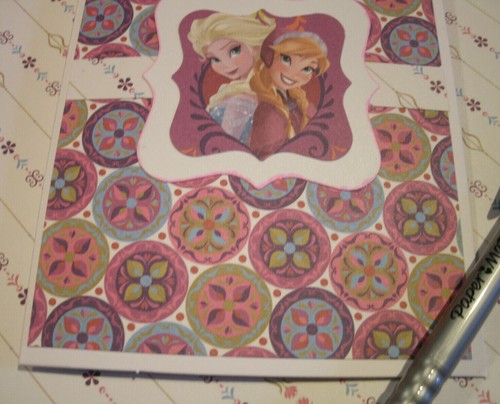 1 Handmade Card with Envelope Anna & Elsa Frozen (Design #1) Purple Pink Blue - Picture 3 of 4
