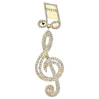 10K Gelbgold Baguette Diamant ViolinschlüSsel Musiknote AnhäNger 1.25 Karat