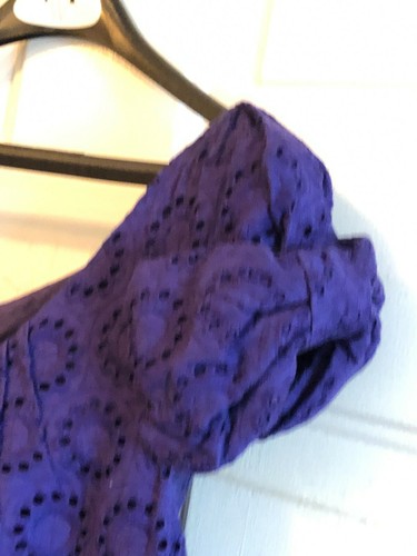 NWT CHETTA B Sunhee Eyelet Purple A-Line Dress Sz 10 (M) Cap Sleeve Bow Lined - Picture 3 of 12