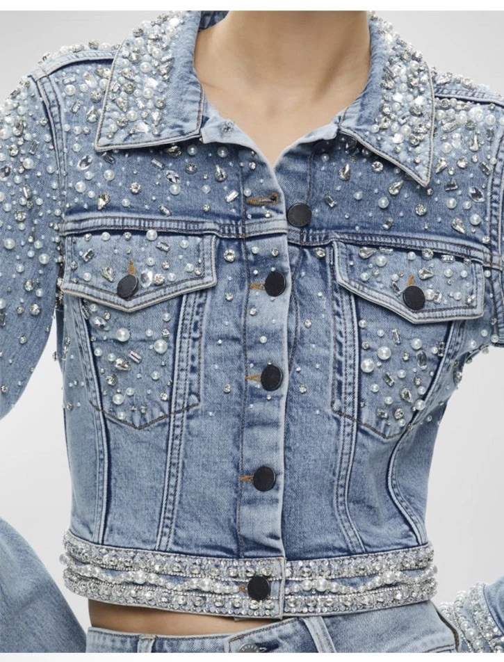 Chaqueta vaquera adornada Alice + Olivia Nelson XS $895 Foto 3 de 4