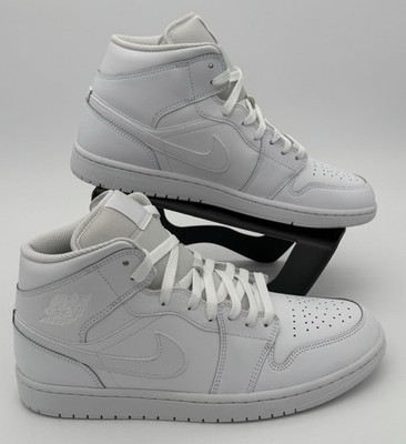 Nike Air Jordan 1 Retro Mid Triple White Leather Men's 11 554724-136