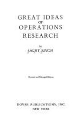 Great Ideas of Operations Research Paperback Jagjit Singh