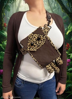 Convertible Crossbody HipBag Alternative Streetwear Fanny Pack Cat Purse Leopard