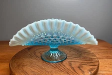 Fenton Blue Opalescent Hobnail Banana Boat Bowl for Levay 1982 only