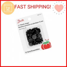 Dritz Plastic Snaps, Round, Black, Size 20 12-Count