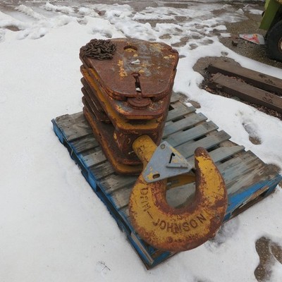 70 Ton Crane Load Block Johnson 7/8'' Rope, 5 Sheave w/Dead head makes 11 Parts