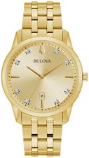 Bulova Sutton Diamonds Quartz Gold Tone Stainless Steel Men's Watch 97D123
