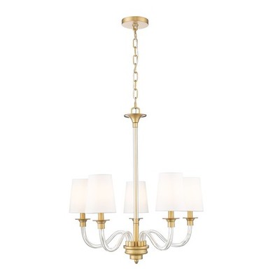 Z-Lite Katerina 5 Light 24'' Chandelier, Rubbed Brass/White - 1950-5RB