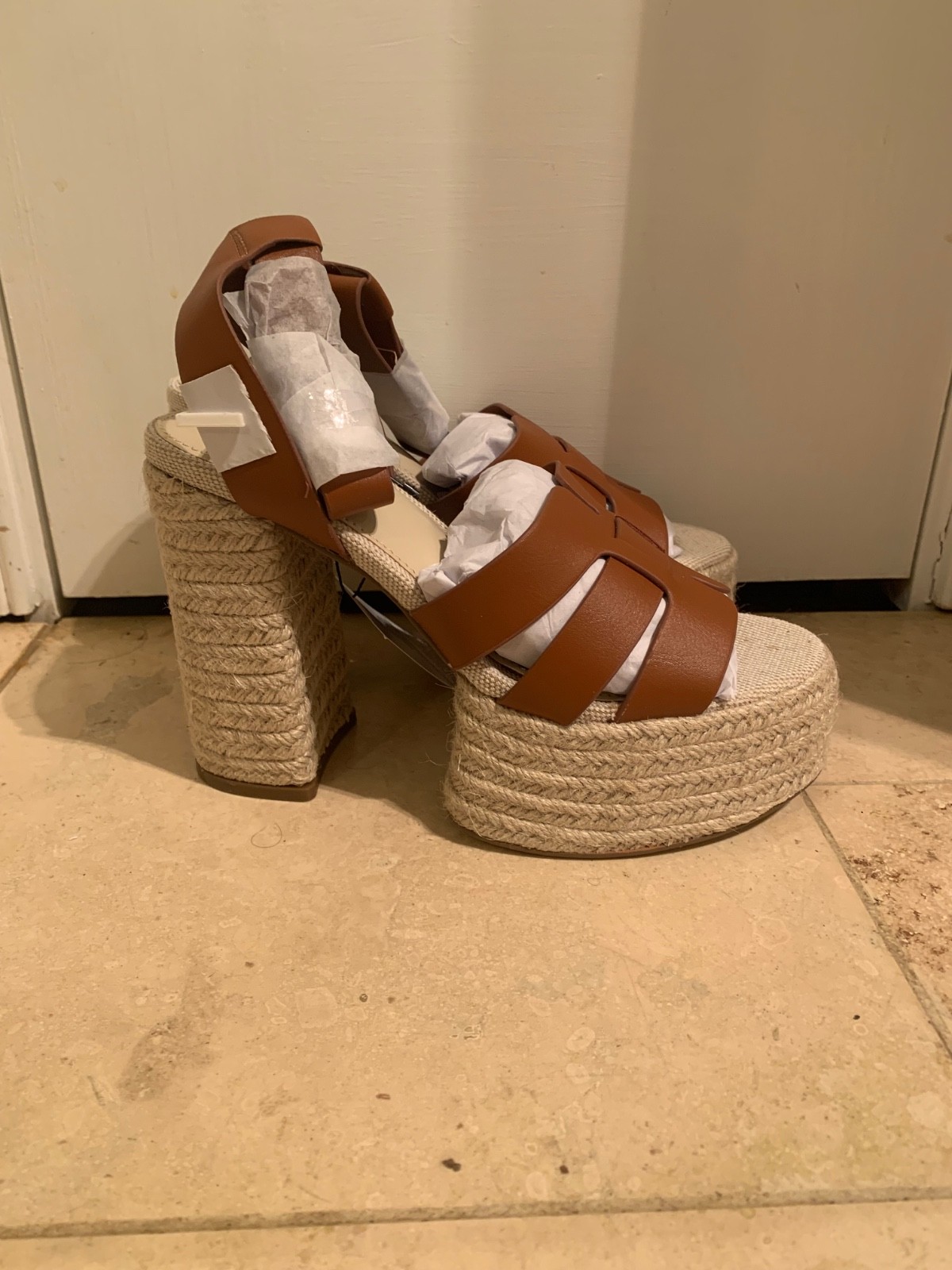 The Drop Women's Size 6 Bea Platform 4.6 inch Heel, Cognac