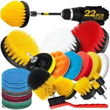 22-Pack Drill Brush Attachment & Scrubbing Pads for Complete Cleaning Solution
