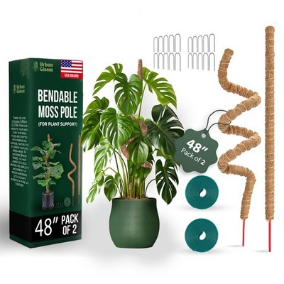 Bendable Moss Pole 48 Inch for Monstera & Climbing Plants   Pack of 2 Coco Co...