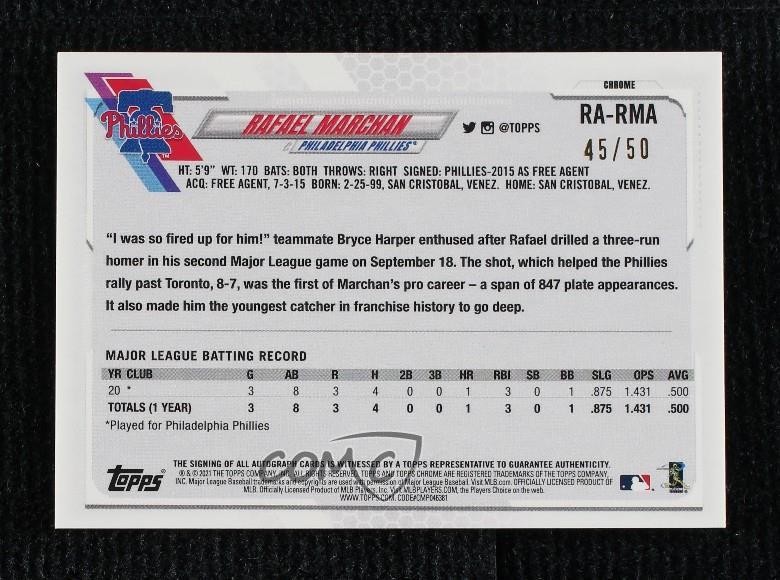 2021 Topps Chrome Rookie Gold Wave Refractor 45/50 Rafael Marchan Auto RC view 2