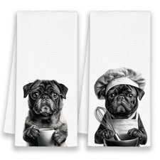 Dog Pug Kitchen Towels Set of 2, Funny Cute Hand Bathroom Towels Gifts for Pu...