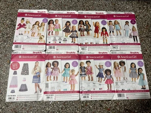 8 LOT SIMPLICITY Patterns Doll Clothes Fits 18" American Girl DOLLS. UNCUT NEW