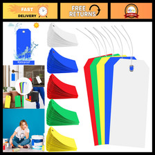 500 Waterproof Plastic Shipping Tags - Heavy Duty Colorful Labels with Wire Stri