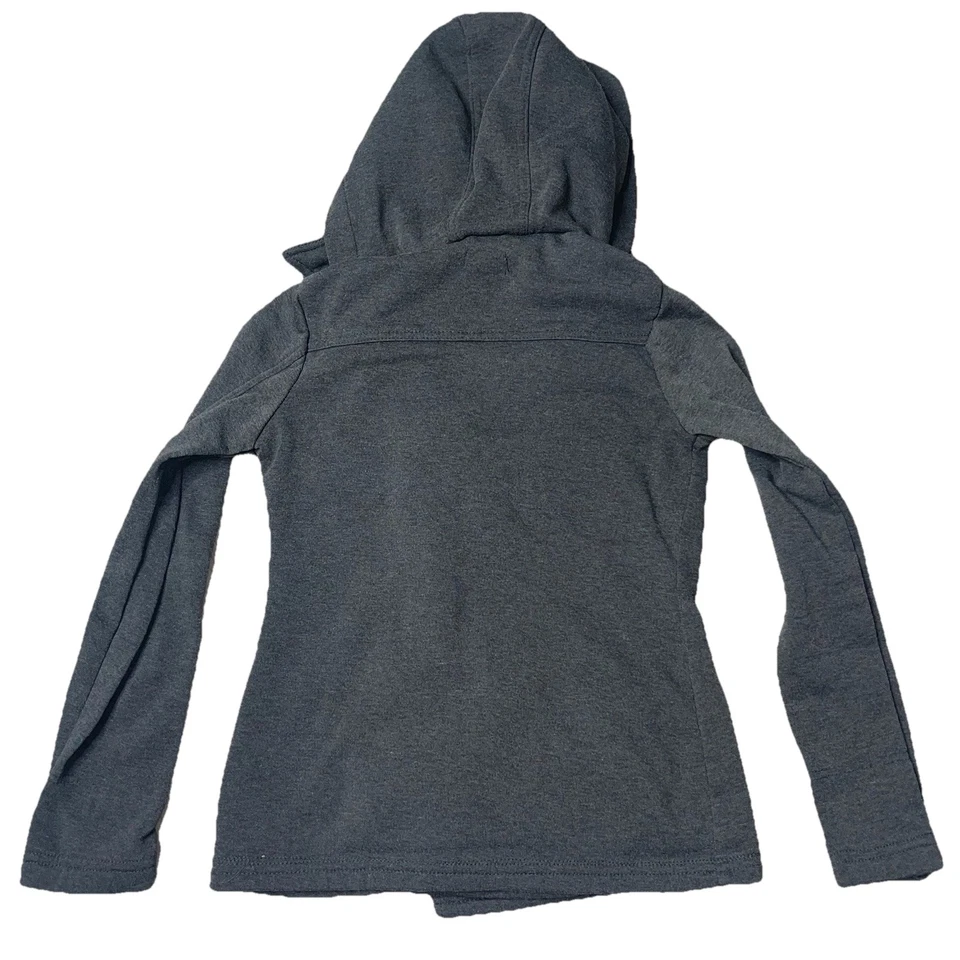 New Look Y2K Double Breasted Hooded Jacket Gray Light Weight Pea Coat Small - Image 2 of 4