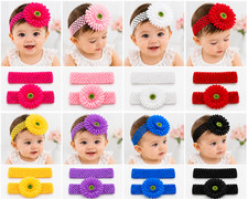 24 PCS Newborn Baby Girl Floral Crochet Headbands Headwrap Assorted Color Infant