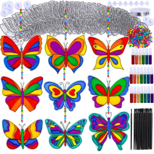 27 Sets Butterfly Suncatchers Ornaments Decorations DIY Window Paint Art Sunc...