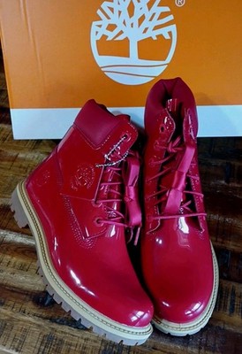 Womens Timberland Premium 6'' Boot Waterproof Red Patent Leather TB0A43F8A5G Sz 7
