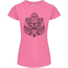 Camiseta Anchor Calavera Marinero Vela Capitán Barco Pirata Mujer Corte Pequeño
